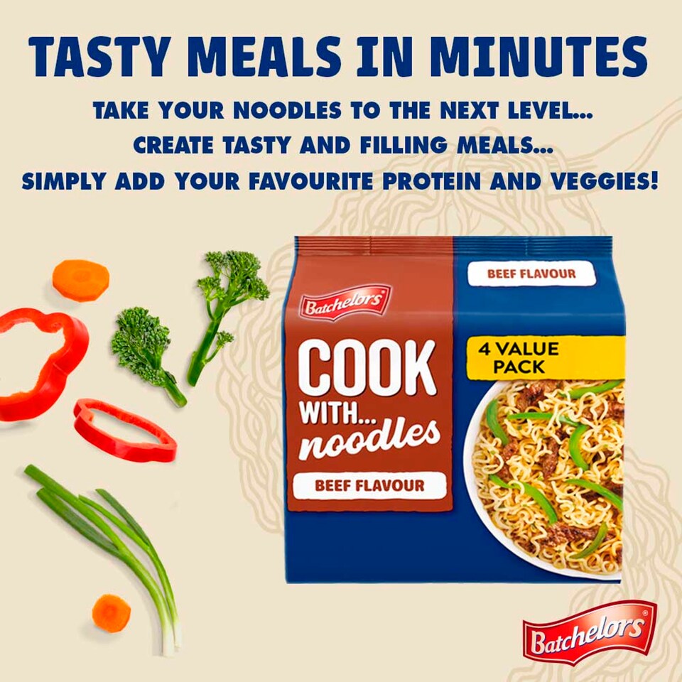 image 1 of Batchelors Cook With Noodles Beef Flavour 4X60g