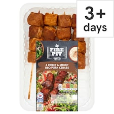 Tesco Fire Pit 4 Sweet & Smoky Pork Kebabs 340G