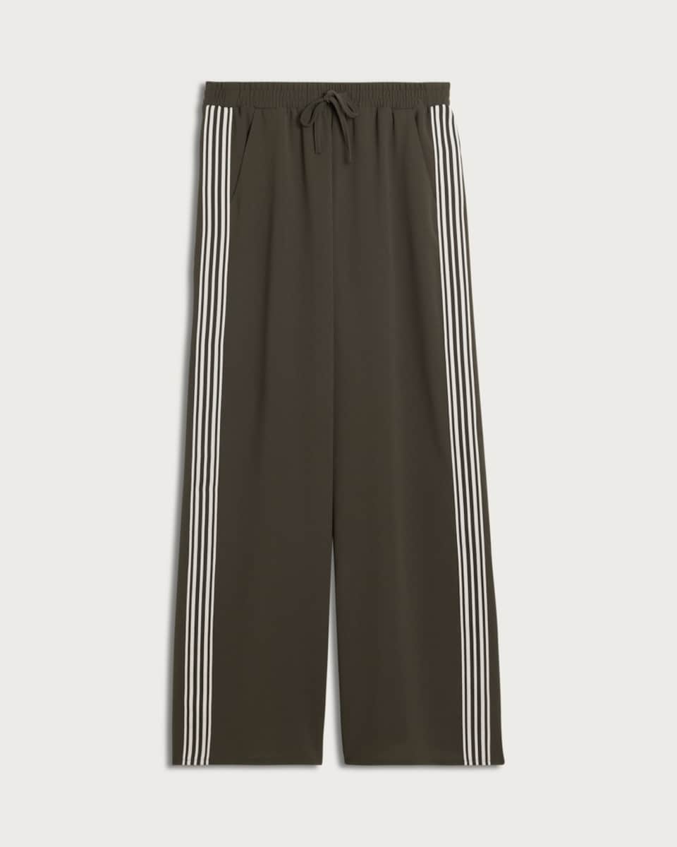 image 1 of F&F Side Stripe Wide Leg Trousers in Olive