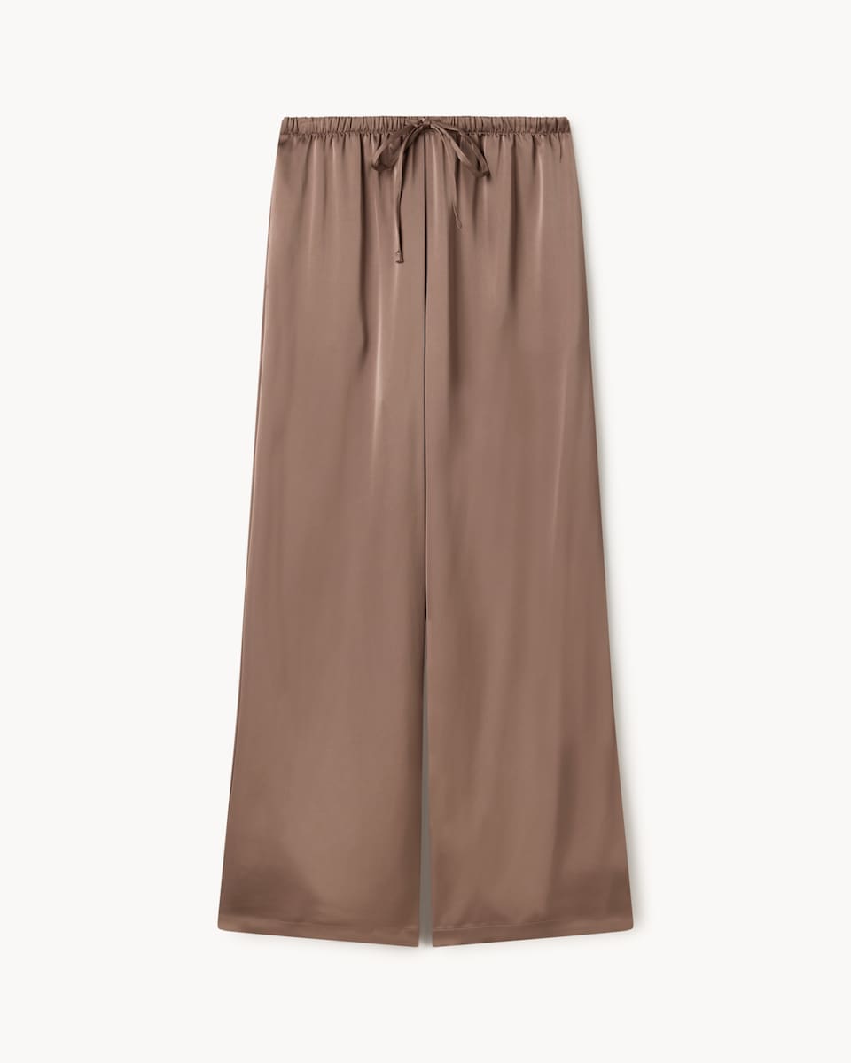 image 1 of F&F Satin Wide Leg Trousers in Mink
