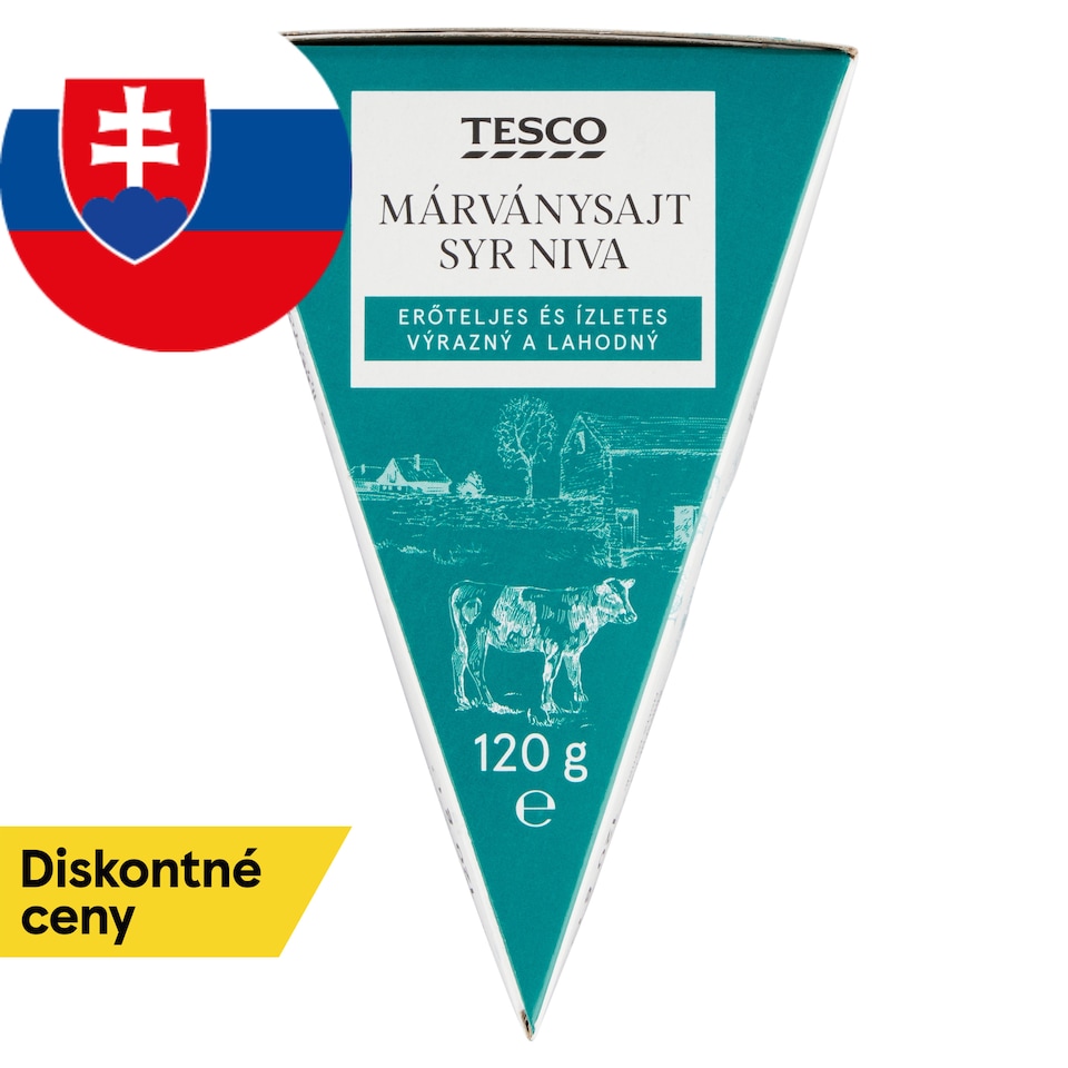 Tesco Polomäkký zrejúci plnotučný syr s modrozelenou plesňou vo vnútri 120 g