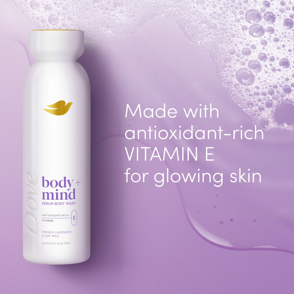 image 1 of Dove Body + Mind French Lavender & Oat Milk Bodywash Serum 350ml