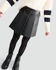 image 1 of F&F Girls Faux Leather Pleated Skort in Black