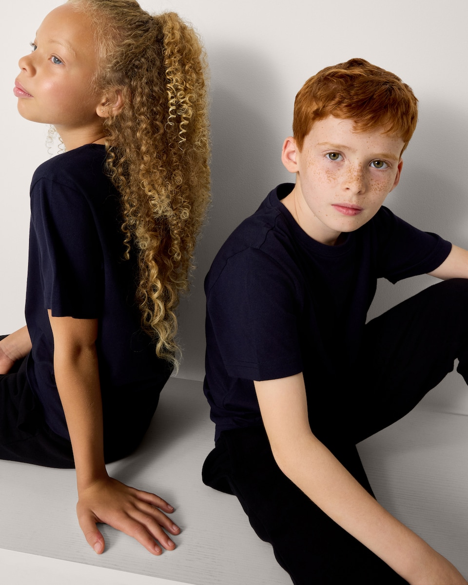 image 1 of F&F School Unisex 2-Pack Pure Cotton T-Shirts in Navy