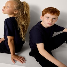 F&F School Unisex 2-Pack Pure Cotton T-Shirts in Navy