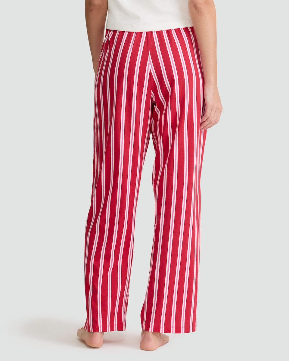 image 1 of F&F Pure Cotton Stripe Print Pyjama Bottoms in Red