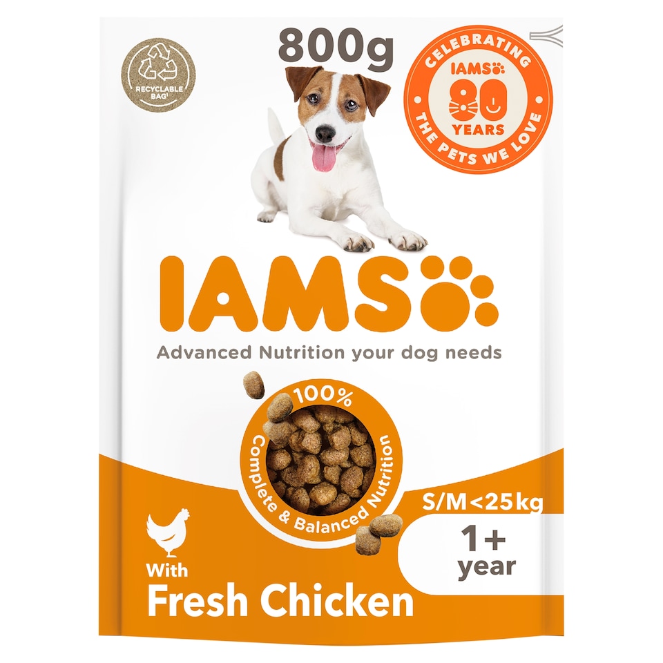 image 1 of Iams Dog Food Small & Medium Adult With Chicken 800G