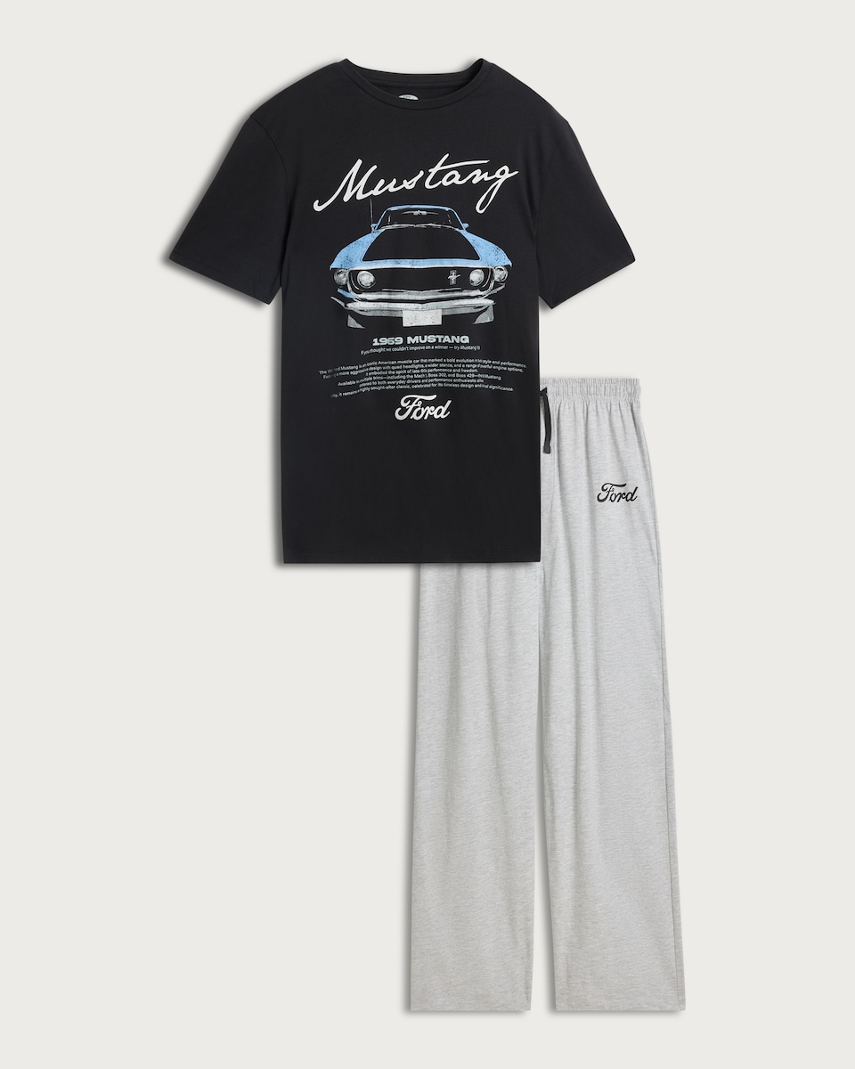 image 1 of Ford Mustang Cotton Rich Pyjama Set in Multi