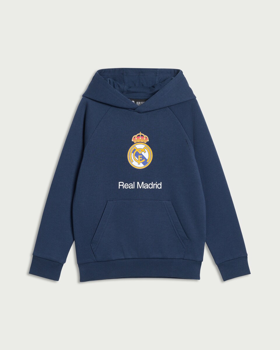 image 1 of Real Madrid Cotton Rich Hoodie in Navy