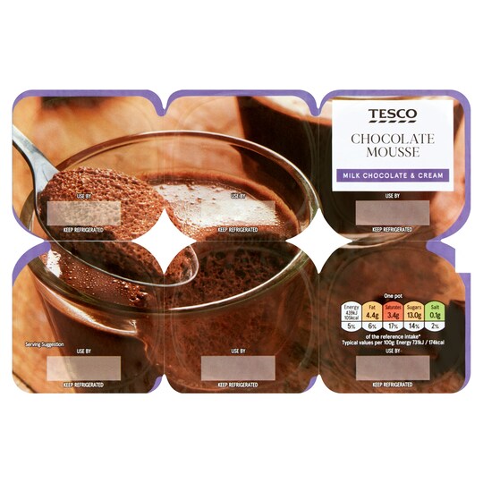Tesco Chocolate Mousse 6X60g Tesco Groceries