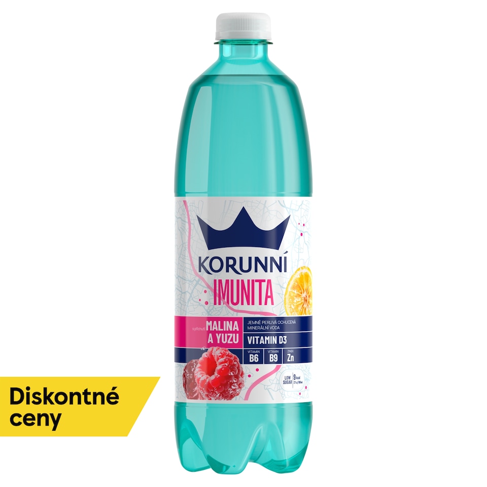 Korunní Imunita nealkoholický nápoj s príchuťou malín a yuzu 0,75 l