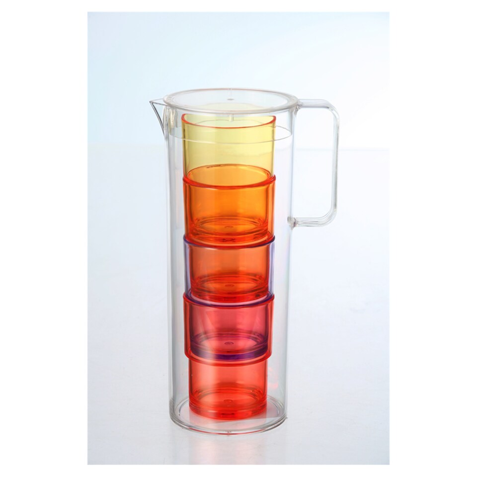 Tesco Jug With Stacking Tumblers Sunset