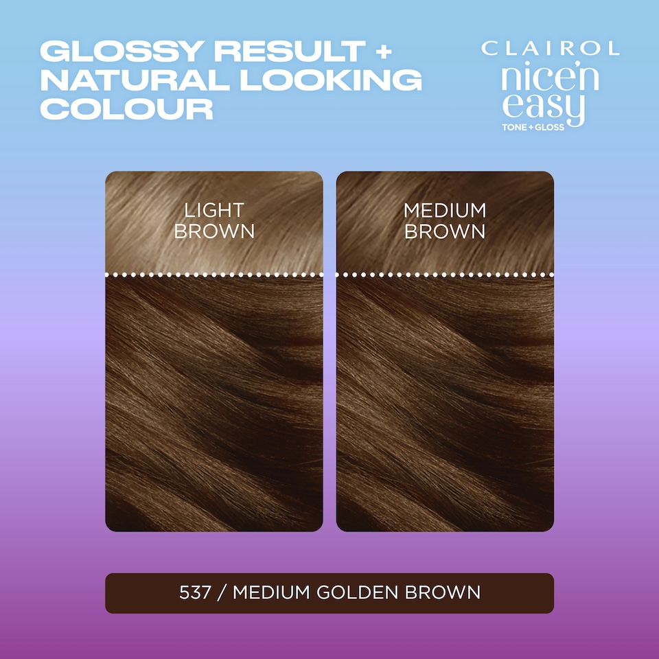 image 1 of CLAIROL NICE'N EASY TONE+GLOSS SEMI PERMANENT HAIR DYE - 537/78 MEDIUM GOLDEN BROWN