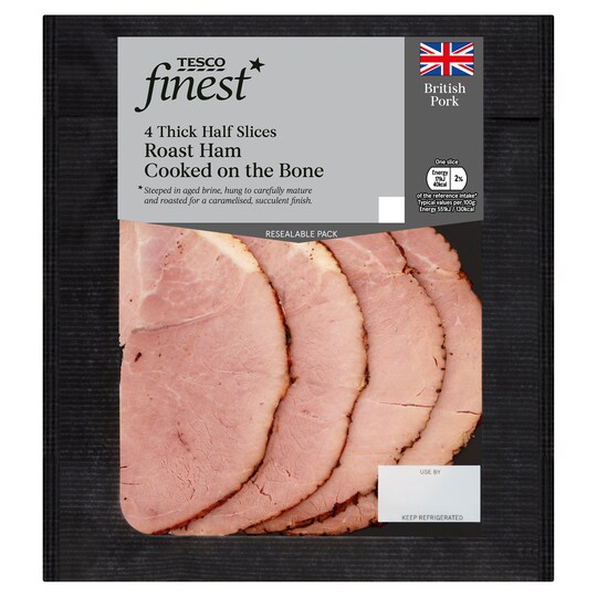 Tesco Finest Thick Roast Ham On The Bone 125G Tesco Groceries