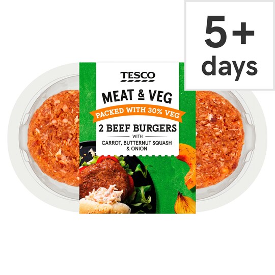 Tesco Meat & Vegetable Beef Burger 227G Tesco Groceries