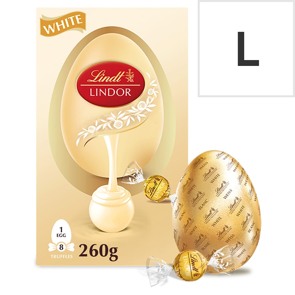image 1 of Lindt Lindor White Chocolate Egg with White Truffles 260g