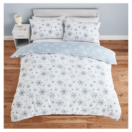 Tesco Snowflake Duvet Set Double Groceries