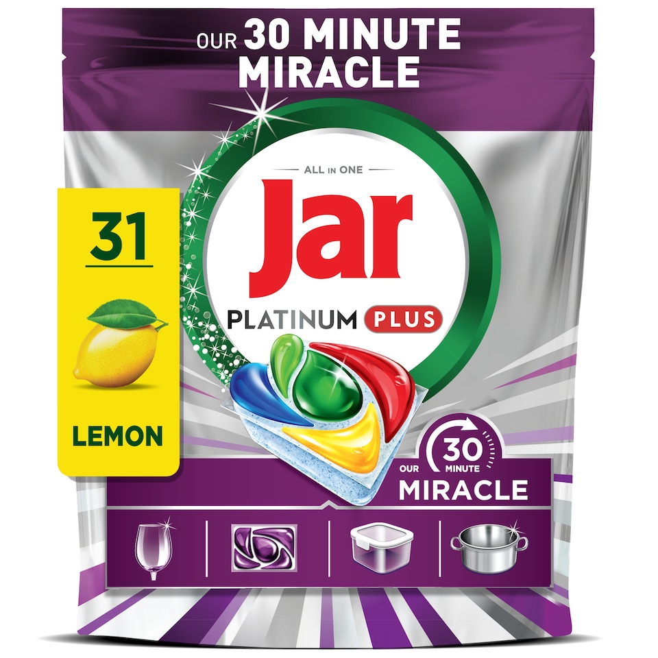 image 1 of Jar Our 30 Minute Miracle Platinum Plus Dishwasher Tablets, 31 X