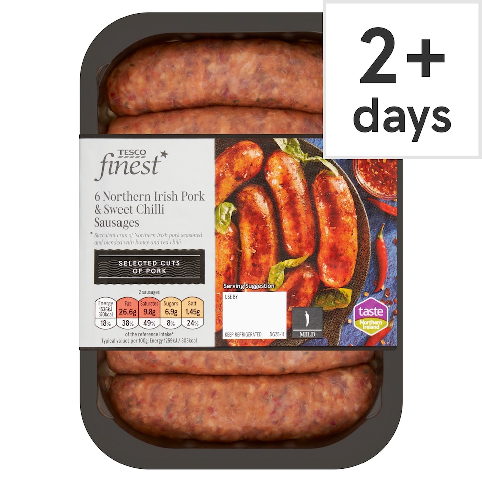 Ni Tesco Finest Pork & Sweet Chilli Sausages 400G