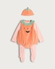 image 1 of F&F Baby 2-Piece Cotton Rich Pumpkin Face Stripe Print Costume and Hat Set in Amber