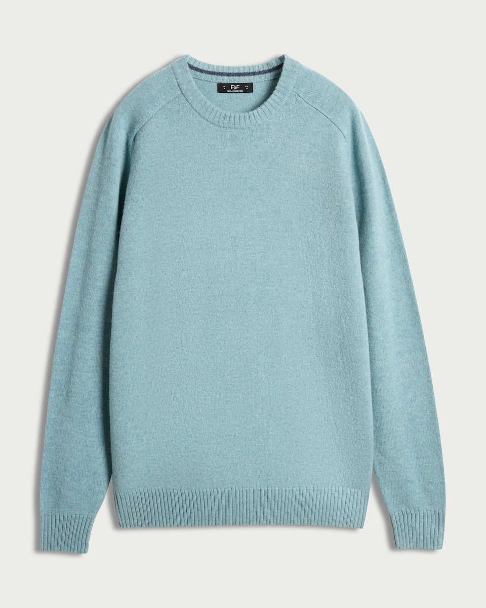 image 1 of F&F Lambswool Knitted Crew Neck Jumper in Turquoise