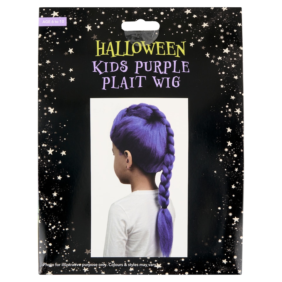 Halloween detská fialová vrkočová parochňa
