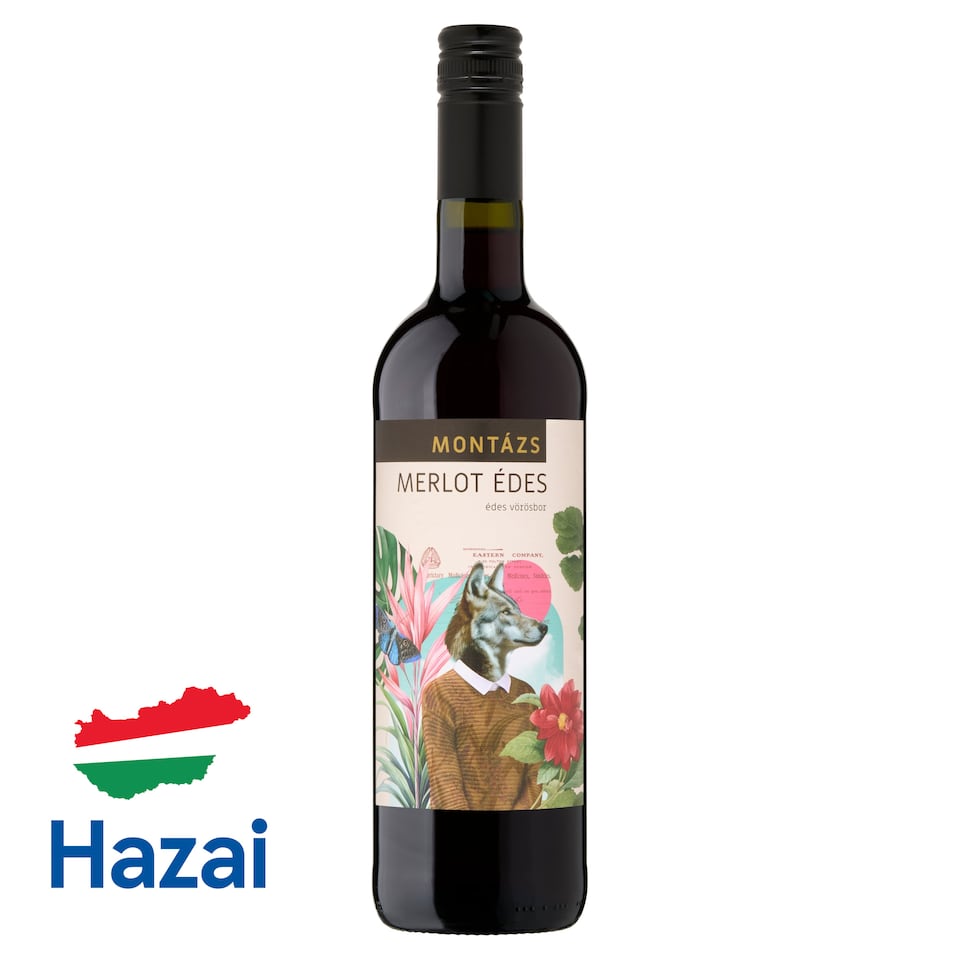 Montázs Dunántúli Merlot édes vörösbor 10,5% 750 ml  1. kép