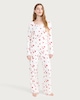 image 2 of F&F Cotton Rich Ribbed Heart Print Top and Bottoms Pyjama Set in Cream