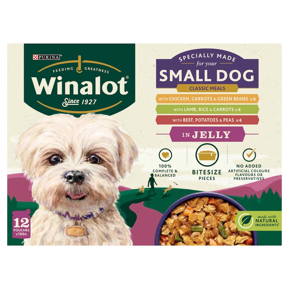 image 1 of WINALOT Meaty Chunks Small Dog Mixed in Jelly Wet Dog Food 12x100g