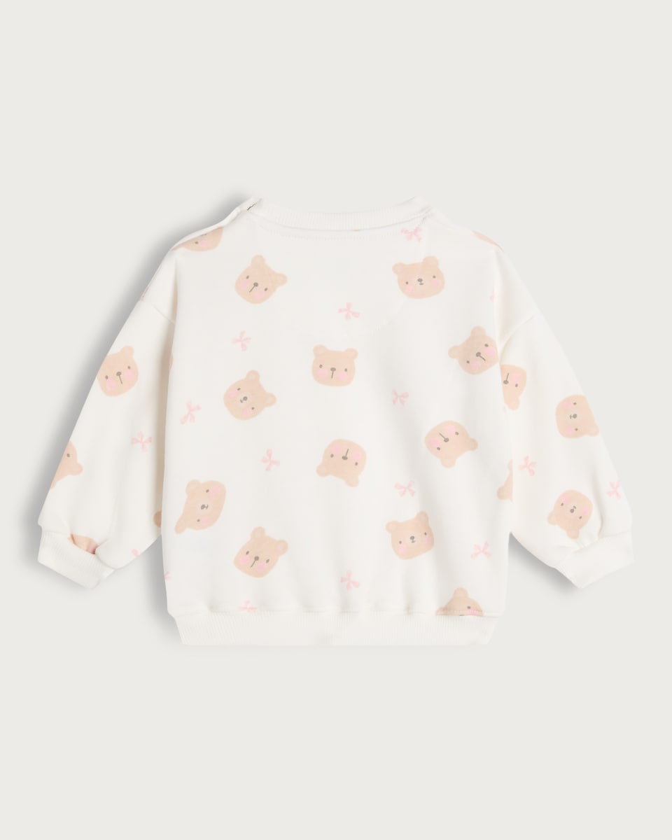 image 1 of F&F Baby 2-Pack Cotton Rich Bear Print Sweatshirts in Pink