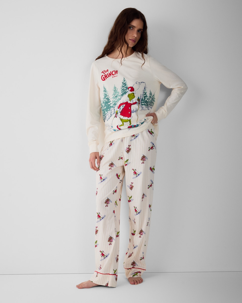 image 1 of The Grinch Pure Cotton Matching Family Pyjama Set in Cream