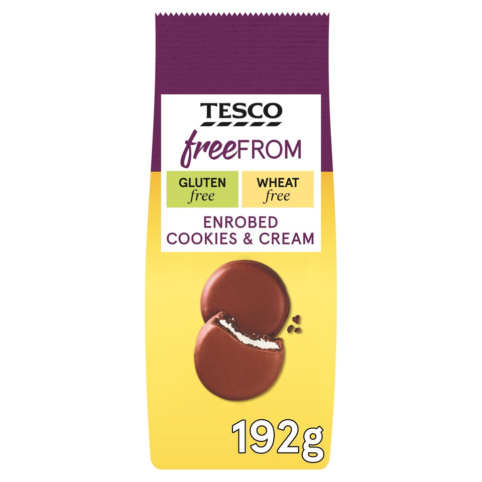 Tesco Free From Enrobed Vanilla Cookies & Cream Biscuits 192g