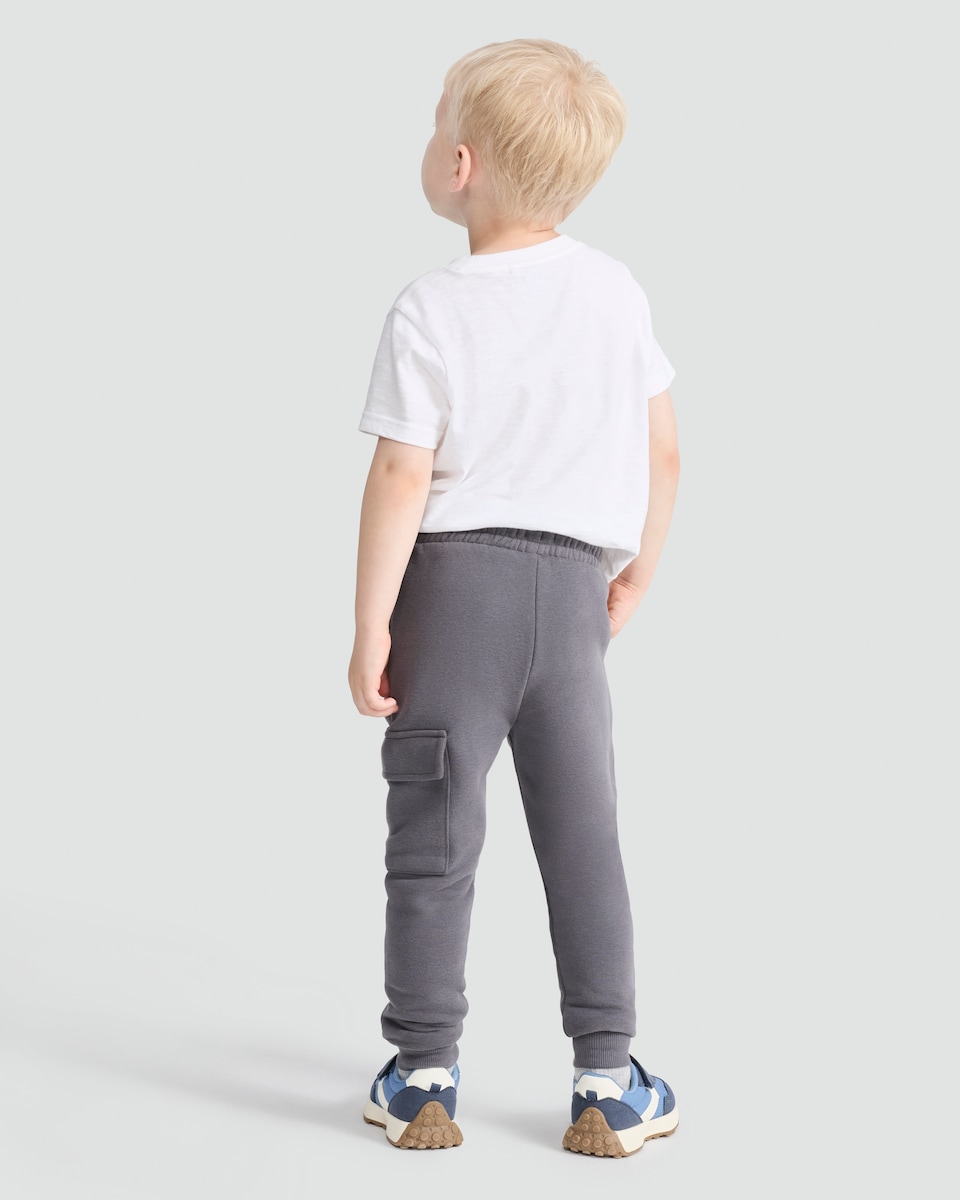image 1 of F&F Boys Cotton Rich Cuffed Cargo Joggers in Grey