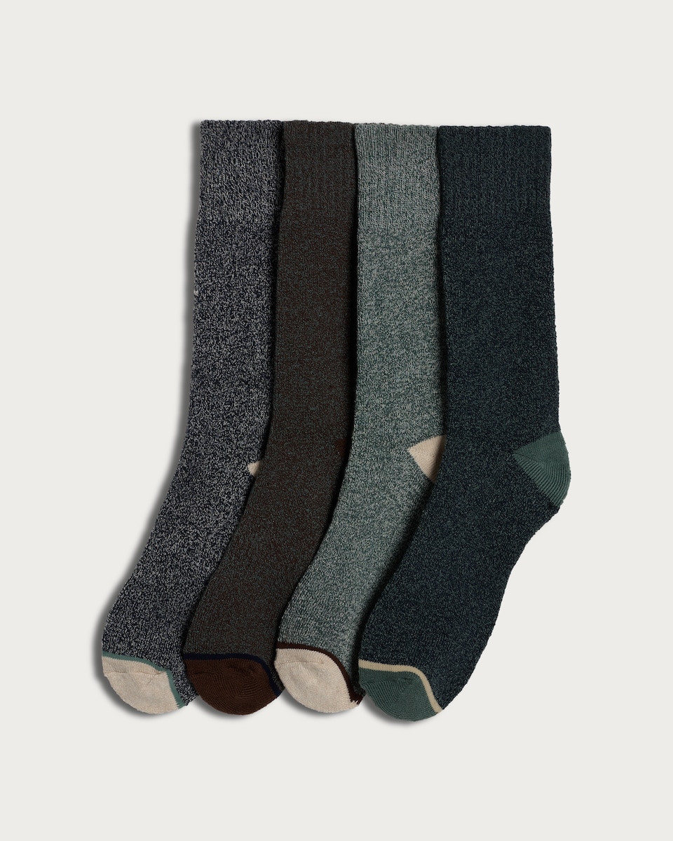 Weatherproof 4-Pack Textured Thermal Socks in Green