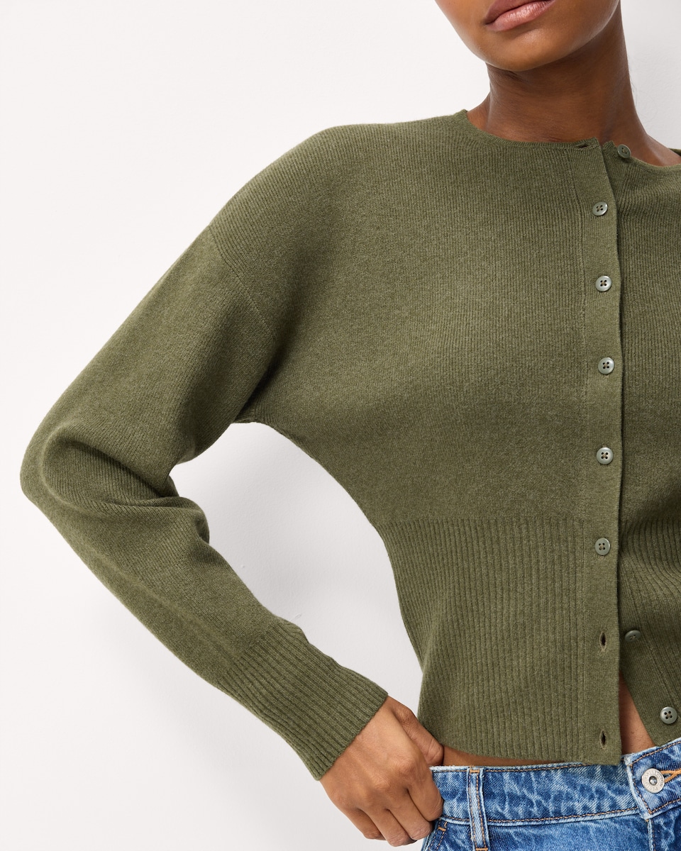 image 1 of F&F Knitted Long Sleeved Cardigan in Olive