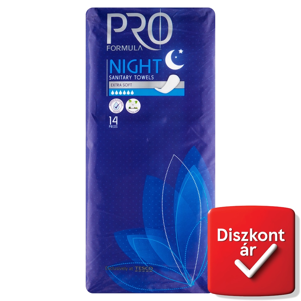 Tesco Pro Formula Night Sanitary Towels for Night Protection 14 pcs