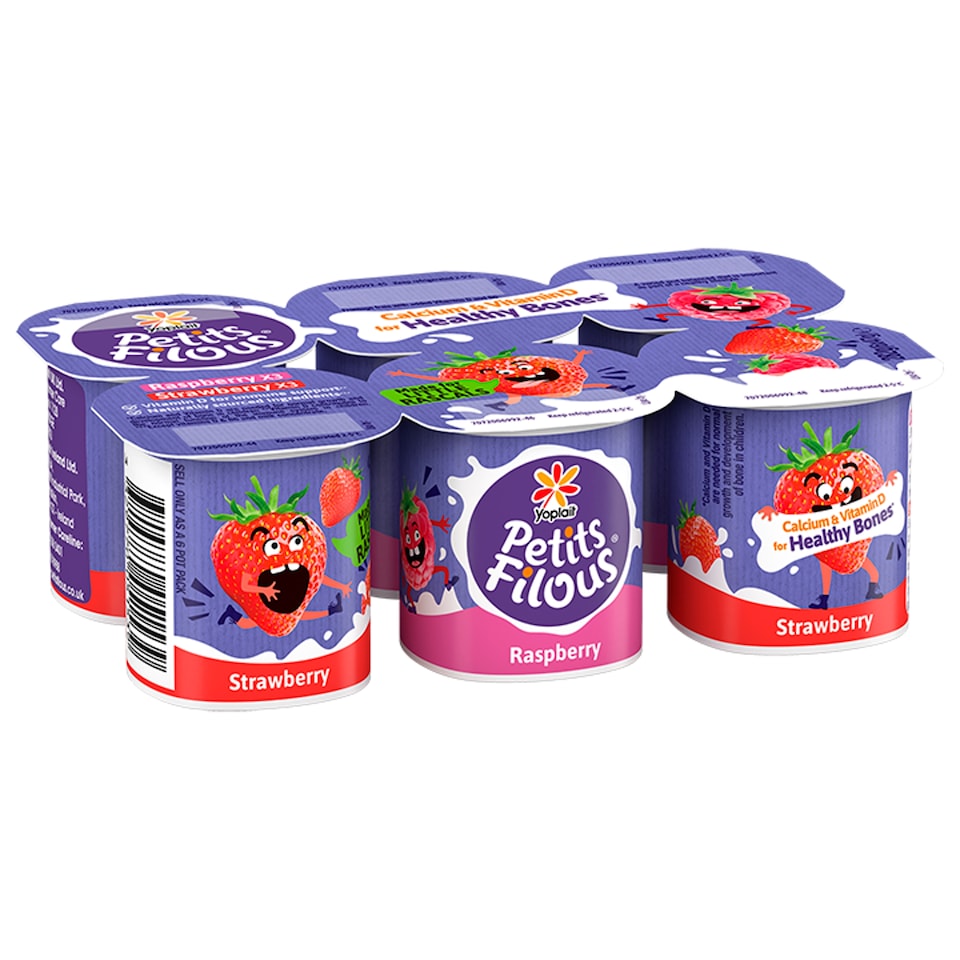 image 1 of Petits Filous Kids Strawberry & Raspberry Yoghurt Small Pots 6 x 47g