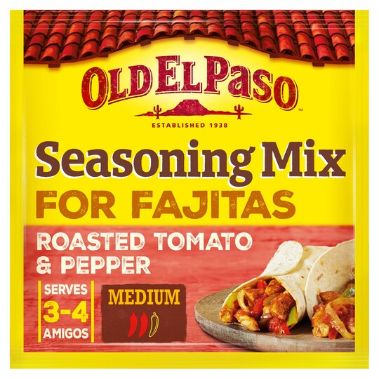 Old El Paso Roasted Tomato Pepper Fajita Spice Mix 30G Tesco Groceries