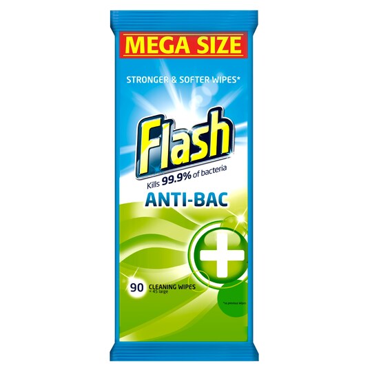 Flash Antibacterial Wipes 90 Pack Tesco Groceries