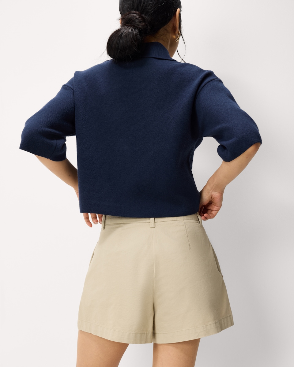 image 1 of F&F Pure Cotton Pleated Shorts in Camel