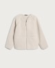 image 4 of F&F Borg Zip Up Collarless Jacket in Cream