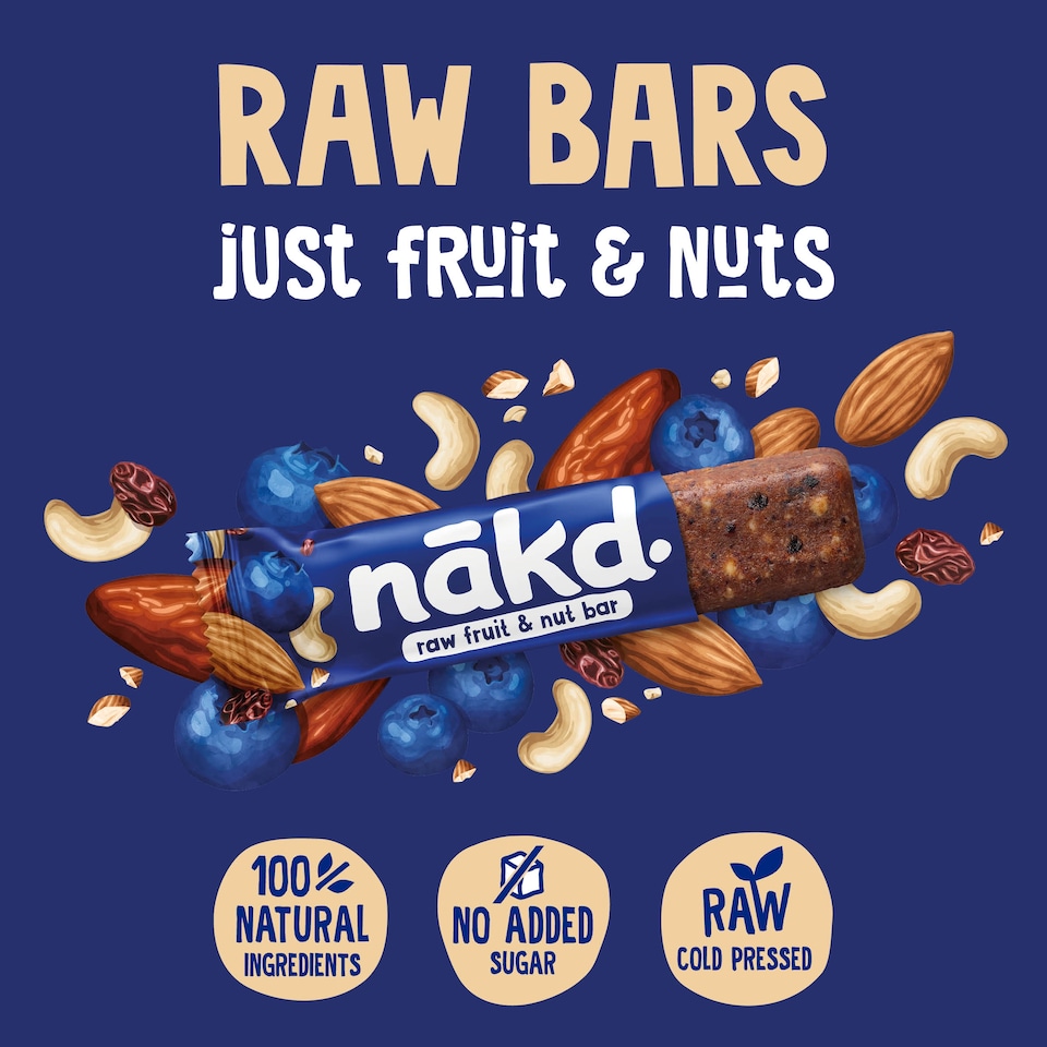 image 1 of Nakd Blueberry Muffin Raw Fruit & Nut Bar 4x35g