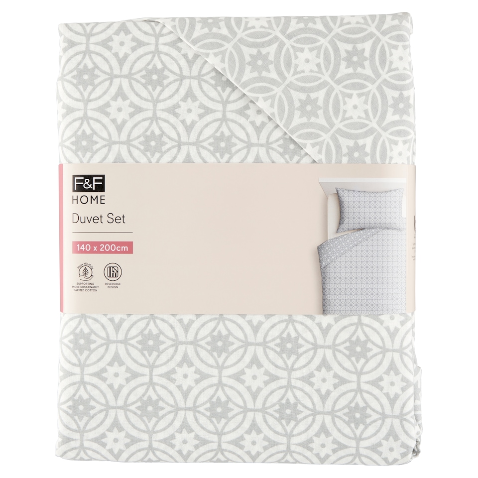 F&F Home Grey Geo ložní souprava 140 x 200 cm
