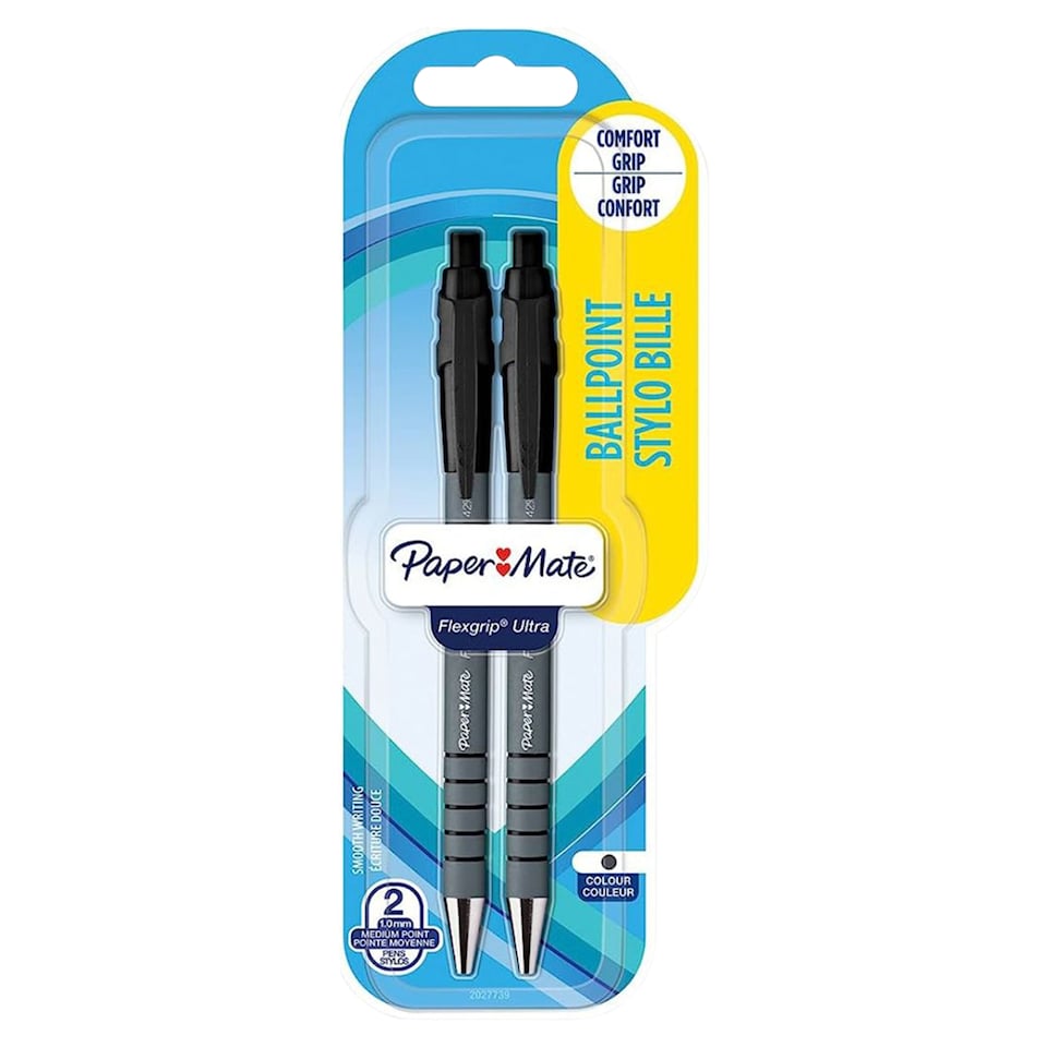 Paper Mate Flexgrip Ultra Ballpoint Pens, Black, 2 Count