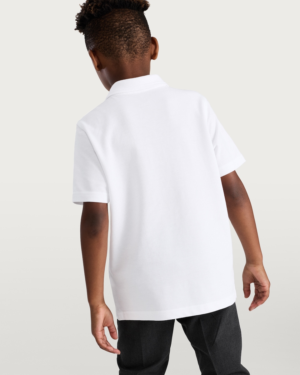 image 1 of F&F School Unisex 2-Pack Regular Fit Polo Shirts in White