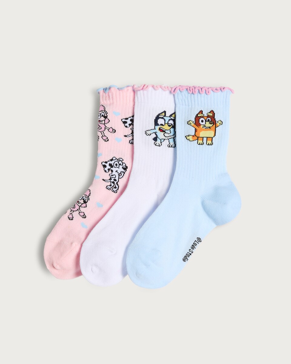 Bluey 3-Pack Cotton Rich Ankle Socks in Pink