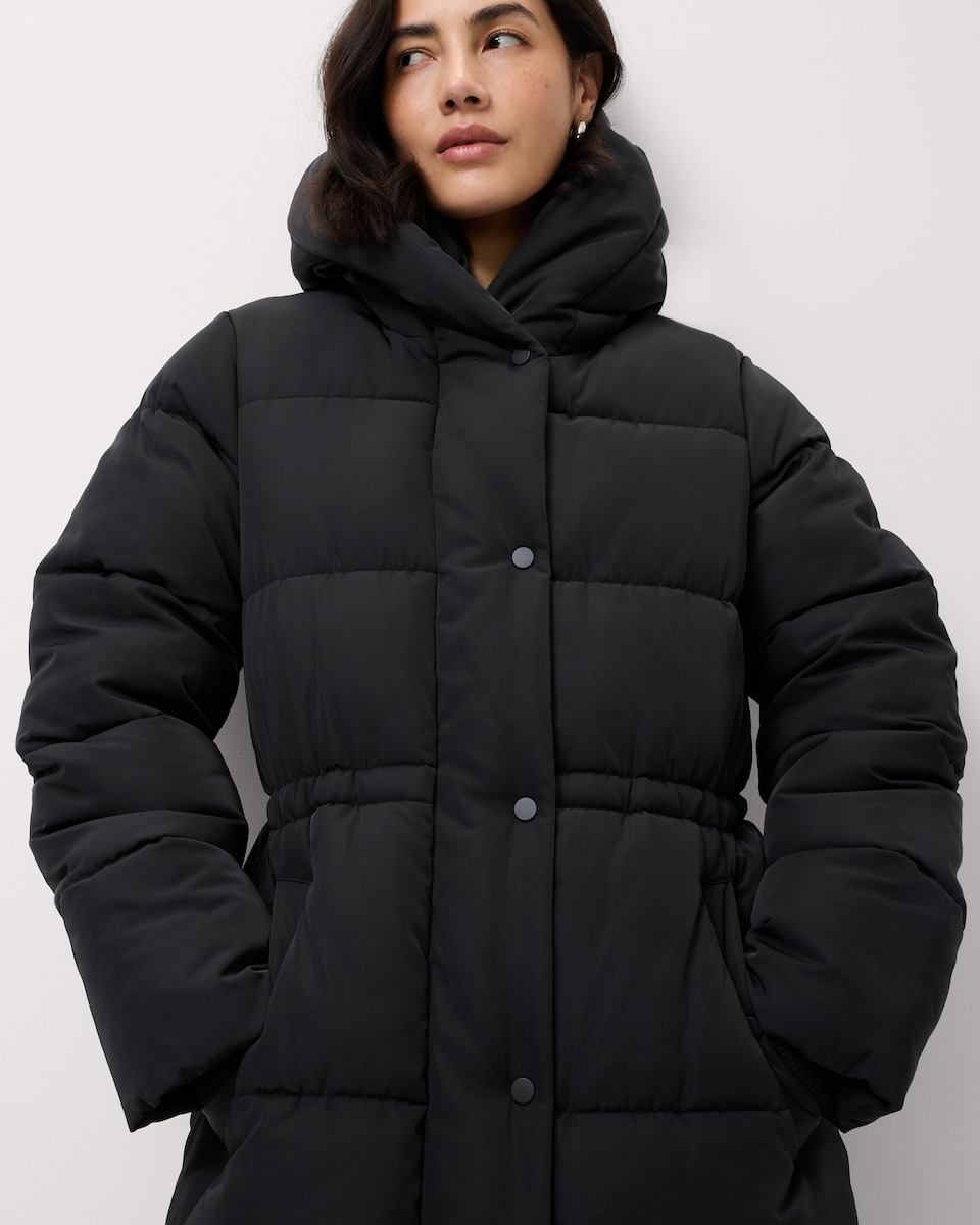 image 1 of F&F Padded Shower Resistant Longline Coat in Black