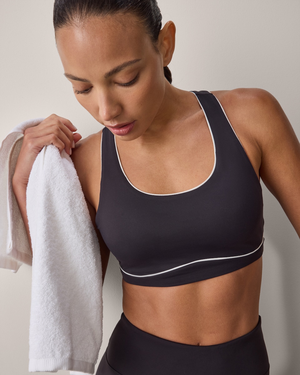 image 1 of F&F Active EVERYHOUR Cropped Racerback Vest in Black