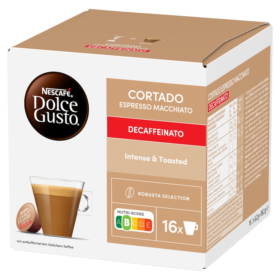 NESCAFÉ Dolce Gusto Cortado Espresso Macchiato koffeinmentes tejes kávékapszula cukorral 16 x 6,2 g  1. kép