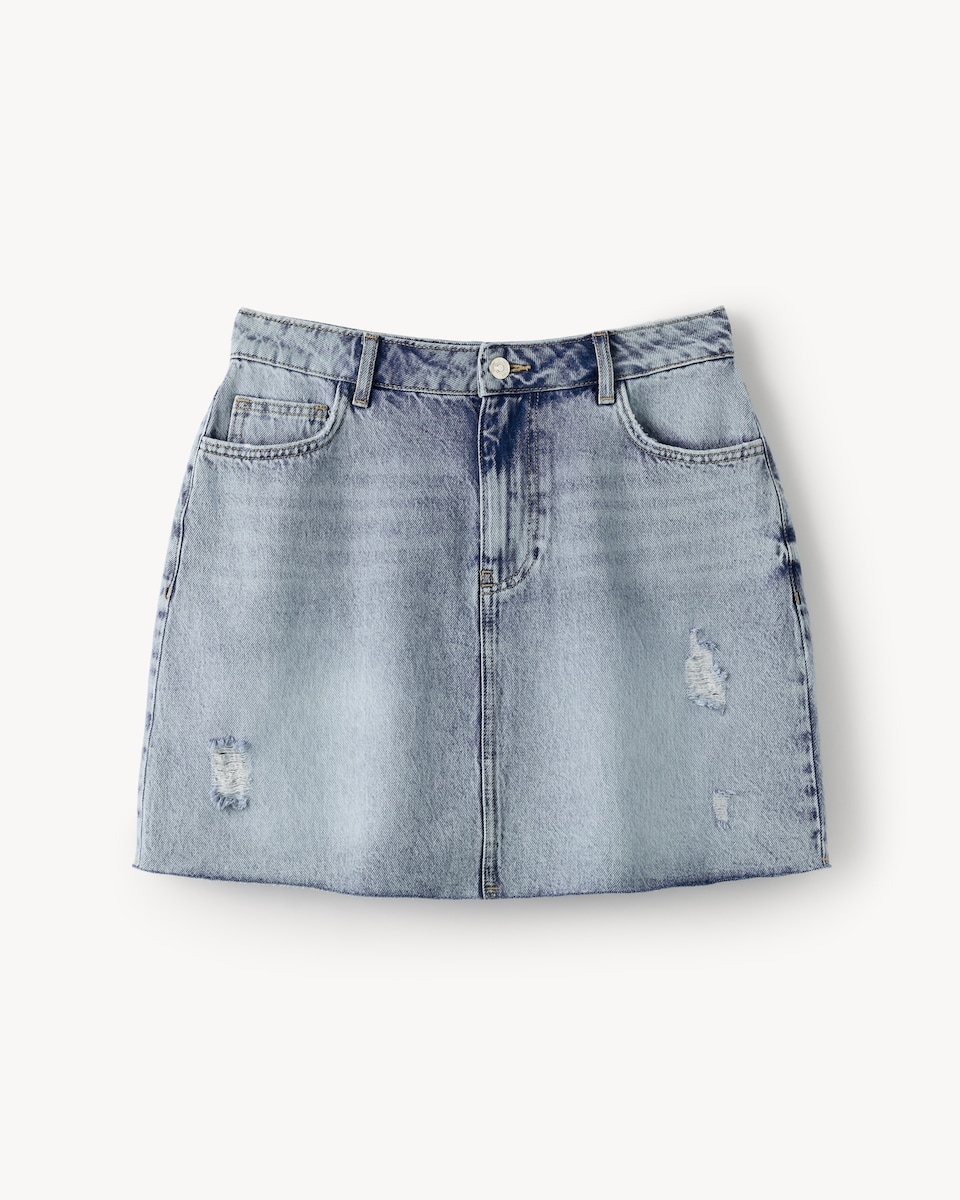 image 1 of F&F Pure Cotton Denim Mini Skirt in Blue